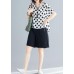 white dotted casual blended pullover and black elastic waist shorts