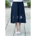 Simple navy Cotton skirt2019 Photography A line skirts embroidery Dresses Summer skirt
