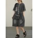 Plus Size Grey Button Casual Summer Outfits shorts
