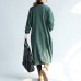 green vintage women long parka coat plus size v neck woolen trench long cardigans